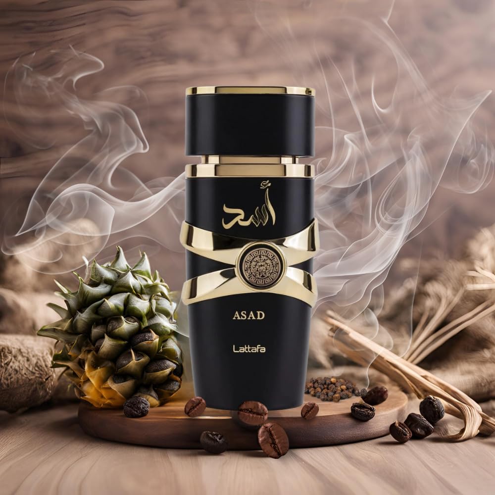 Lattafa Asad  Eau de Parfum Spray Unisex, 3.4 onzas